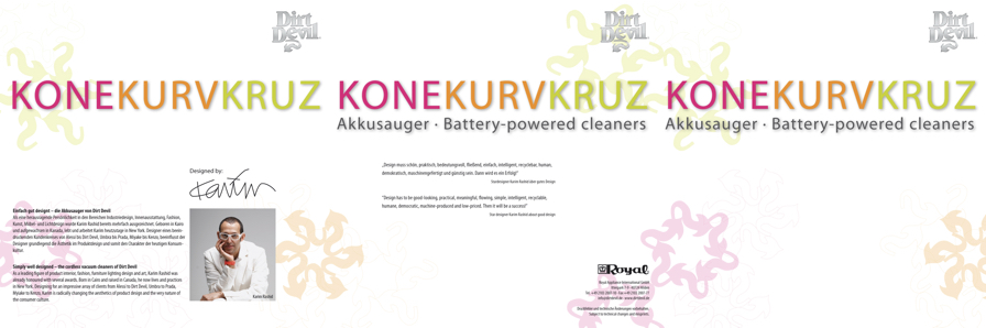 Außenseiten des Produktprogramms der von Karim Rashid designten Akkusauger