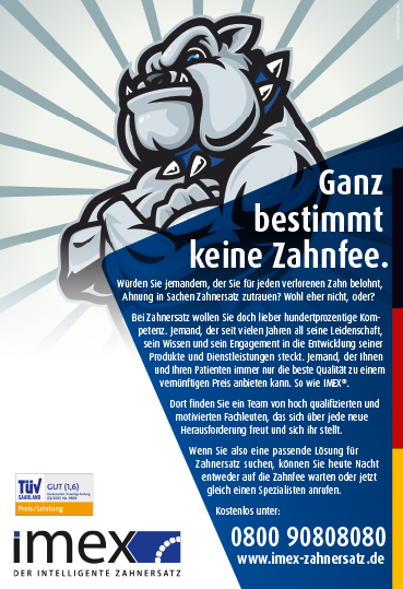 Fachanzeigenmotiv für die imex iKrone; Motiv 'Ganz bestimmt keine Zahnfee.'